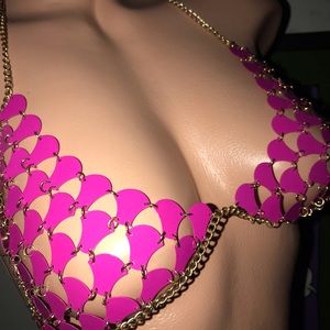 pink mermaid bra bikini top festival rave jewelry